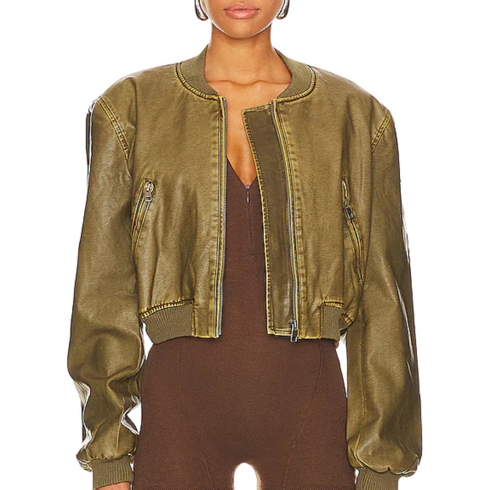 LIONESS/REVOLVE Allure Bomber in Olive Green